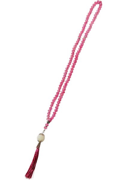Inci Desenli Püsküllü 99'lu Hediyelik Tesbih - 8 mm Kristal Şeker Pembe fiyatları