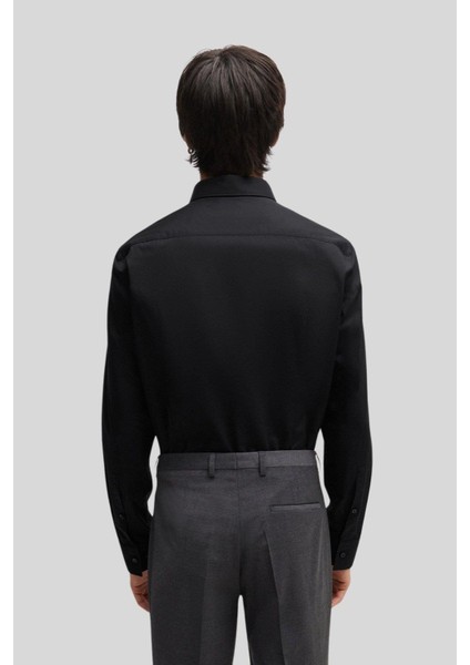 Kolay Ütülenebilir Slim Fit Erkek Gömlek Siyah
