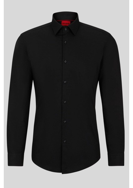 Kolay Ütülenebilir Slim Fit Erkek Gömlek Siyah