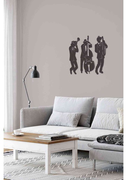 Jazz Yapan Müzikal Dekoratif Duvar Dekoru Siyah Ahşap Lazer Tablo indirimleri