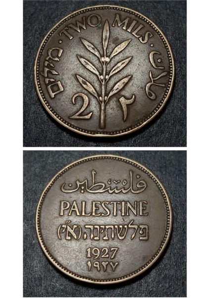 3996368016B2738429 1927 Ingiliz Filistini Bronz 2 Mil Ççt+ Eski Madeni Para