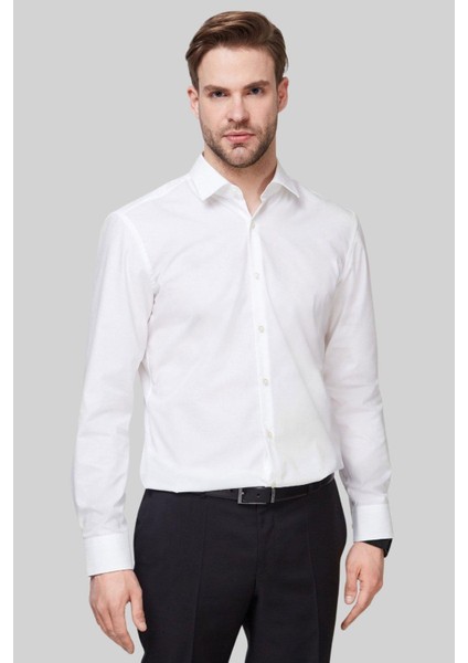 Kolay Ütülenebilir Slim Fit Erkek Gömlek 50289499 Beyaz