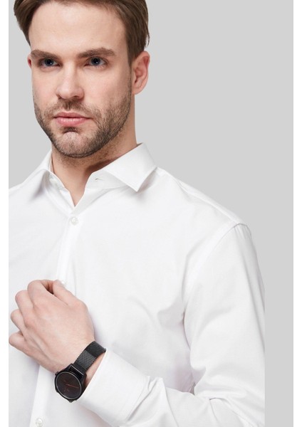 Kolay Ütülenebilir Slim Fit Erkek Gömlek 50289499 Beyaz