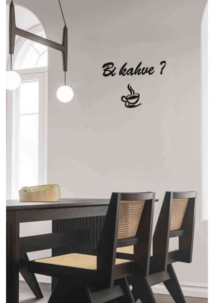 Bi Kahve Dekoratif Duvar Tablosu Siyah Ahşap Lazer Mdf