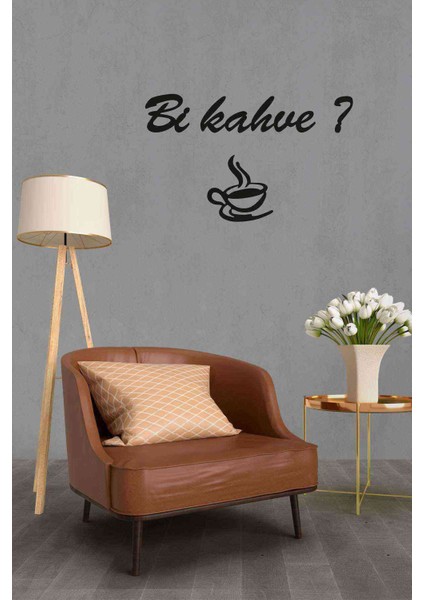 Bi Kahve Dekoratif Duvar Tablosu Siyah Ahşap Lazer Mdf