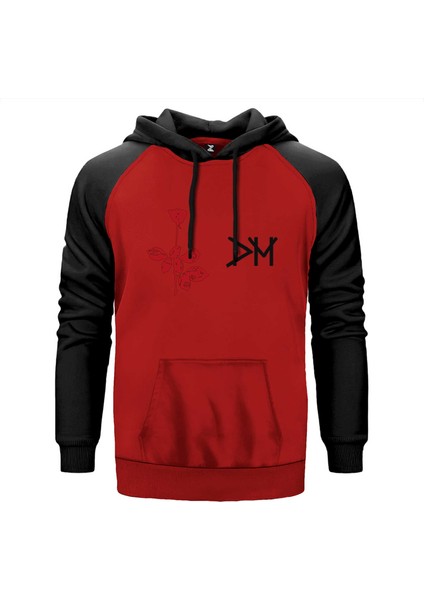 Depeche Mode Rose Kırmızı Renk Reglan Kol Kapşonlu Sweatshirt
