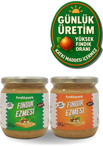 Fındıkpark Günlük Şekerli ve Şekersiz Fındık Ezmesi - 2li Paket - 700 Gram