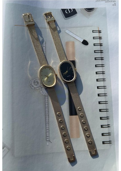 Minimal Metal Kordon Vintage Kadın Kol Saati Altın Renk