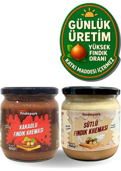 Muhteşem 2li Kakaolu Fındık Kreması Sütlü Fındık Kreması %45 Fındık - 800 Gram