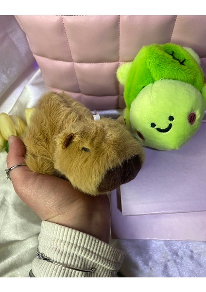 1 Adet Popüler Sevimli Çift Taraflı Capybara Yada Kaplumbağa Anahtarlık/hediyelik Çanta Süsü