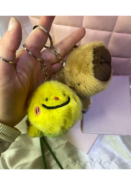 1 Adet Popüler Sevimli Çift Taraflı Capybara Yada Kaplumbağa Anahtarlık/hediyelik Çanta Süsü