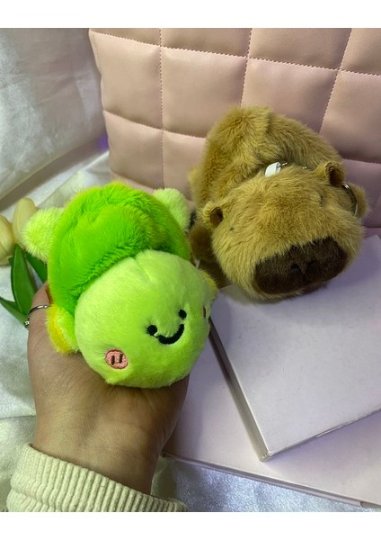 1 Adet Popüler Sevimli Çift Taraflı Capybara Yada Kaplumbağa Anahtarlık/hediyelik Çanta Süsü