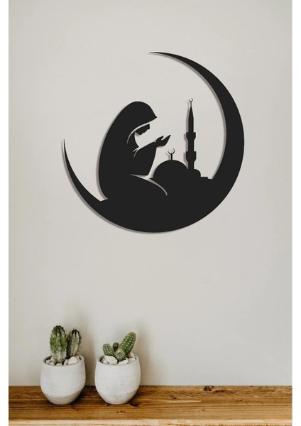 Düş Duvarı Dua Eden Kadın- Dini Duvar Tablosu - Duvar Dekoru 30X30CM