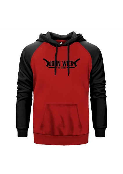 John Wick The Game Kırmızı Renk Reglan Kol Kapşonlu Sweatshirt