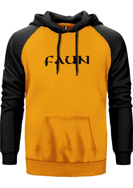 Faun Logo Sarı Renk Reglan Kol Kapşonlu Sweatshirt