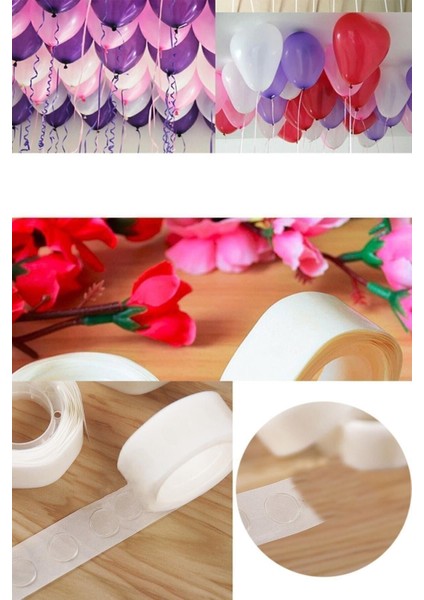 Çift Taraflı Yapışkan Balon Yapıştırma Bandı Sticker Damla Modeli Balon Yapıştırıcı