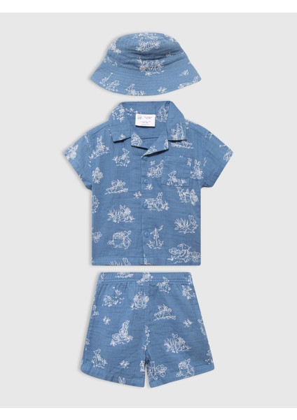 Bebek Mavi 3'lü Peter Rabbit Outfit Set