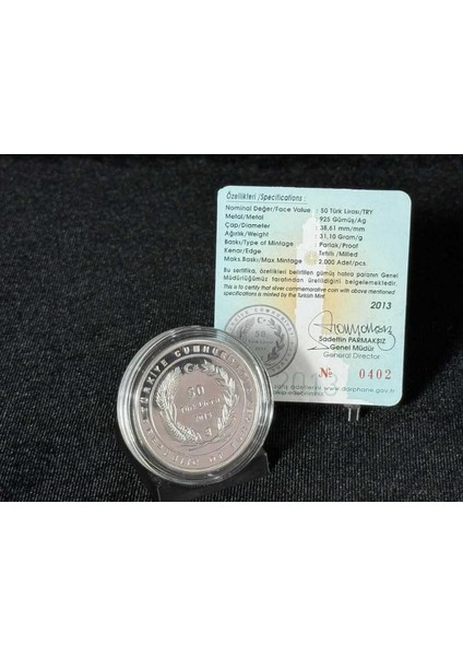 5. Izmir Iktisat Kongresi 50 Tl 2013 Gümüş Hatıra Parası (Proof) Sertifikalı modelleri