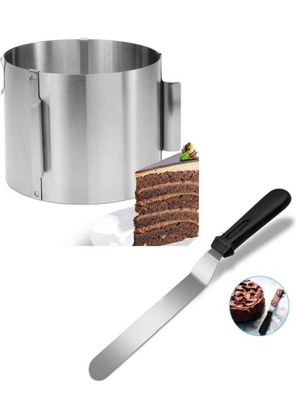 Narkalıp Yuvarlak Ayarlanabilir Kek Kalıbı Ve Pasta Sıvama Spatulası 2 Li Derinlik 15 cm