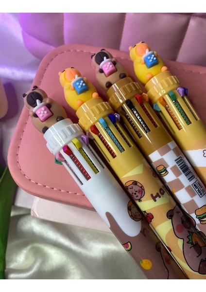 1 Adet 10 Renkli Sevimli Capybara Tükenmez Kalem Modelleri