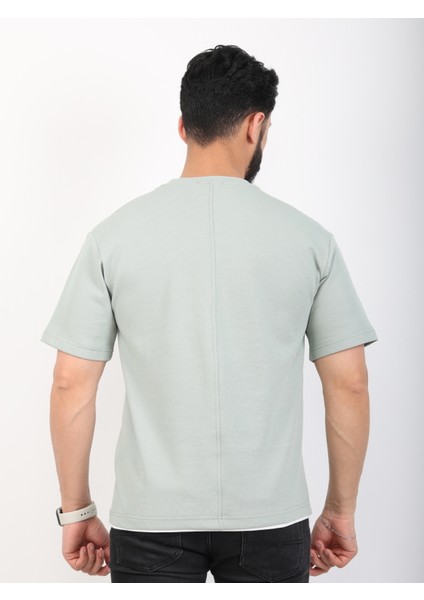Erkek Bisiklet Yaka Cepli Oversize Tişört