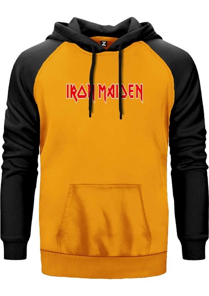 Iron Maiden Red Text Sarı Renk Reglan Kol Kapşonlu Sweatshirt