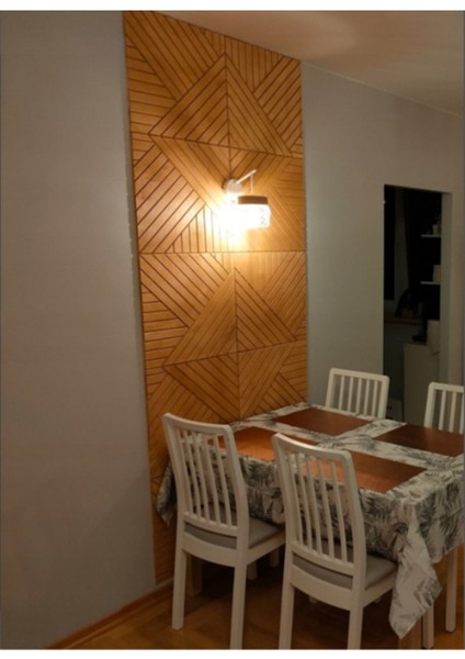 Dekoratif Duvar Paneli Simetrik Çizgiler Ahşap Duvar Dekoru Kendi Tarzınızda Düzenleyin 4 Adet