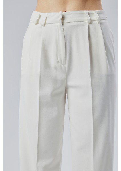 Kadın Ekru Regular Kalıp Dokuma Palazzo Pantolon modelleri