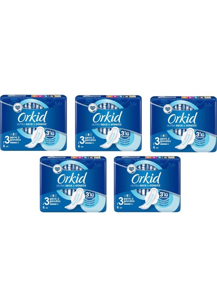 Ultra Gece Gündüz Boy:3 6'lı x 5 Adet Hijyenik Ped