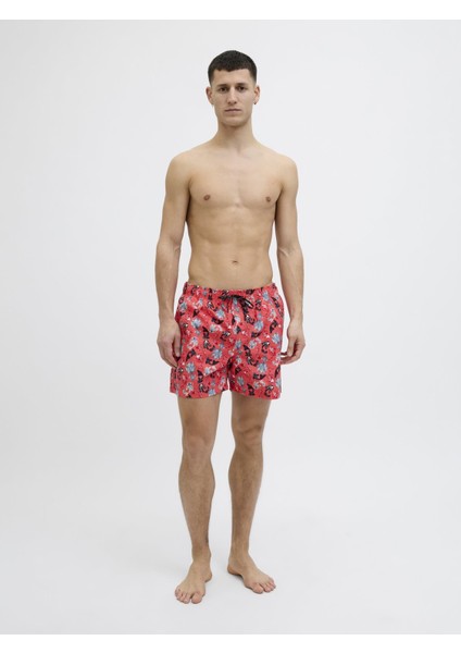 Jpstmauı Jjswım Erkek Desenli Deniz Şortu - Hızlı Kuruyan Kumaş