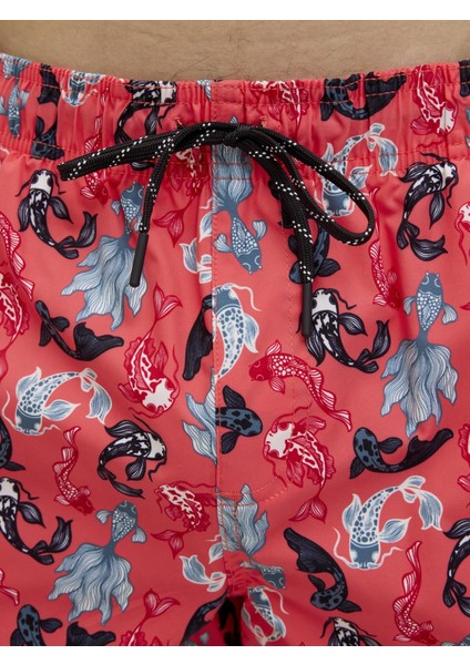 Jpstmauı Jjswım Erkek Desenli Deniz Şortu - Hızlı Kuruyan Kumaş indirimleri