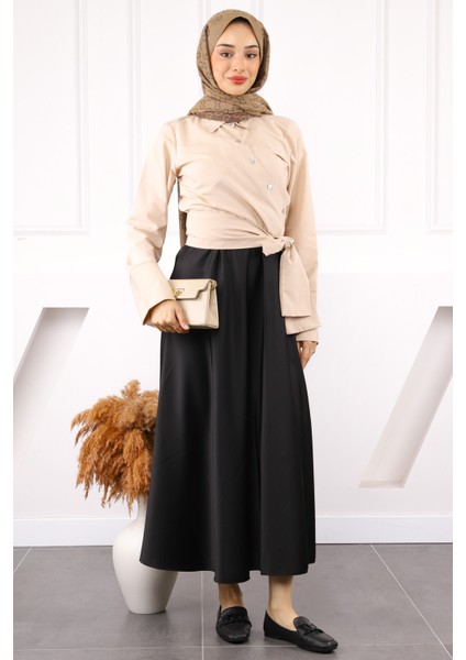 Bej Bel Bağlamalı Crop Gömlek fiyatları