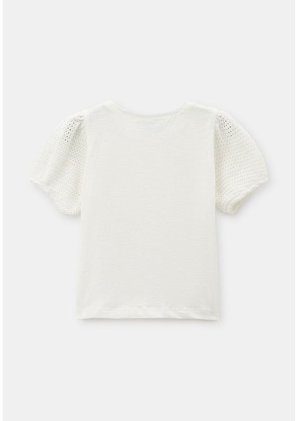 Beyaz Palmiye Işlemeli Kol Detaylı Tişört 3 Yaş (98 Cm) modelleri