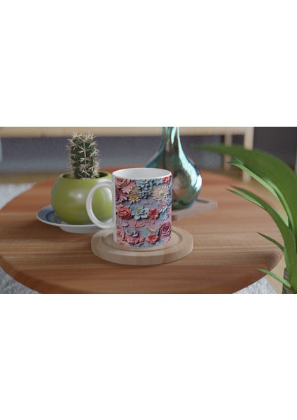 Pastel Düş Bahçesi Çiçek Desenli Kupa Bardak
