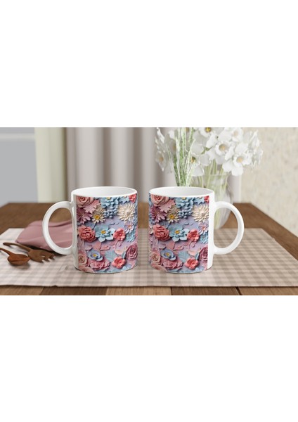 Pastel Düş Bahçesi Çiçek Desenli Kupa Bardak