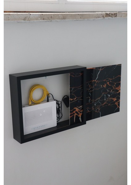 Lüx Siyah-Dragon 32X40-25X35 Sigorta Priz ve Modem Saklama Kutusu,kablo Gizleme ve Düzenleyici Kutu