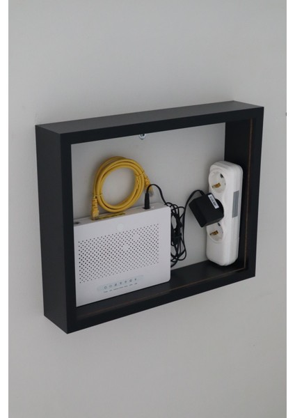 Lüx Siyah-Dragon 32X40-25X35 Sigorta Priz ve Modem Saklama Kutusu,kablo Gizleme ve Düzenleyici Kutu