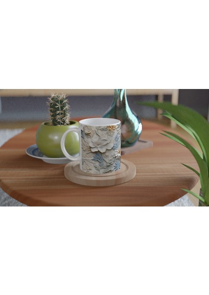 Pastel Bahar Dokunuşlu Çiçekli Kupa Bardak