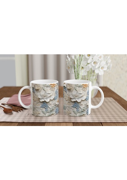 Pastel Bahar Dokunuşlu Çiçekli Kupa Bardak