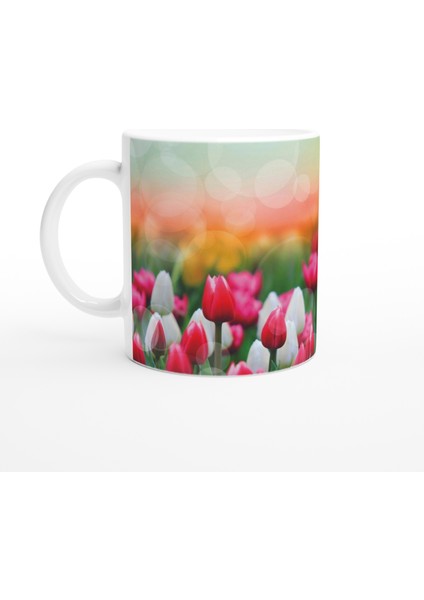 Lale Bahçesi Manzaralı Kupa Bardak