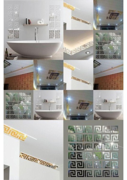 Dekoratif Labırent Bordür 20X Pleksi Süs Ayna 10X10CM Tavan Antre Bantlı Banyo Dekoratif Bordür indirimleri
