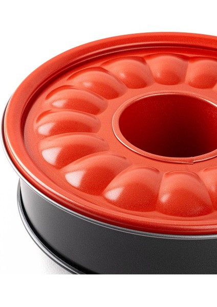 006-01-Kırmızı Tabanlı Kelepçeli Tüplü Kek Kalıbı 24 cm fiyatları