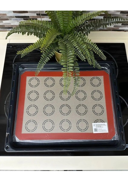 Fırınlanabilir Yıkanabilir Kendinden Yağlı Silikon Pişirme Matı - - Makaron Kurabiye 40X30