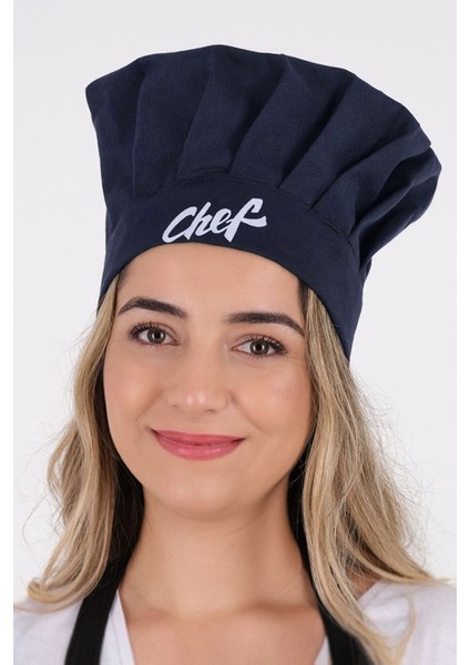 Ayarlanabilir Şef Aşçı Şapkası, Lacivert, Konforlu ve Şık Tasarım, 30x40 cm