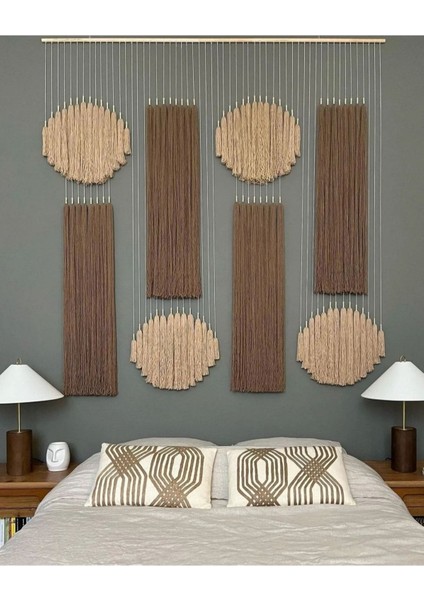 Dev Makrome Duvar Dekorasyon Ürünü Modern Makrome Sanatı 140 x 150 cm Duvar Süsü