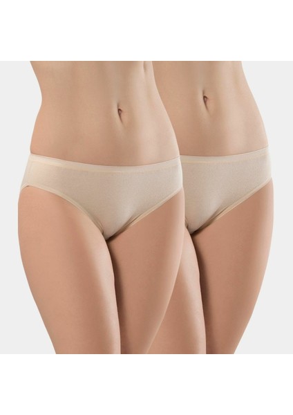 Kadın Biyeli Dikişsiz 2'li Pamuklu Bikini Külot 270/TEN