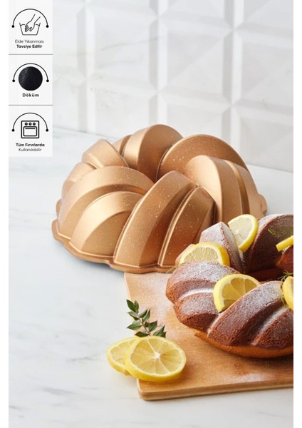 Örgü Gold Döküm Kek Kalıbı 26 cm
