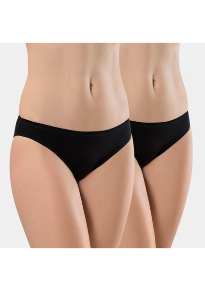 Kadın Likralı 2'li Pamuklu Bikini Külot 230/SIYAH