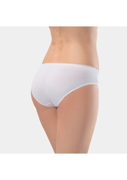 Kadın Beli Lastikli Likralı 2'li Pamuklu Bikini Külot 955/BEYAZ