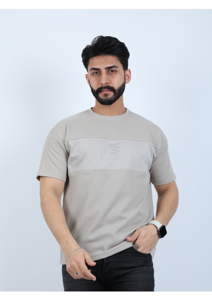 Erkek Bisiklet Yaka Baskılı Oversize Tişört fiyatları